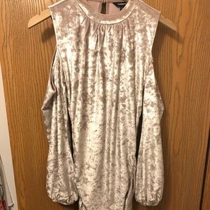 Express Pink Velvet Off-Shoulder Dress